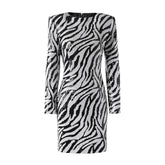 Luxe Zebra Sequin Long Sleeve Mini Dress